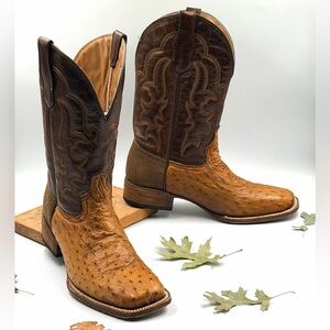 Circle G by Corral Ostrich Embroidery Square Toe Boots